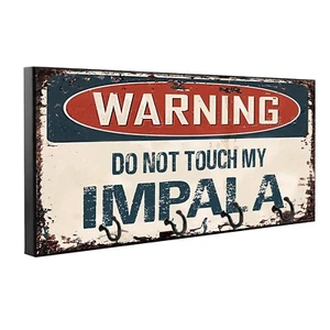 Warning Do Not Touch My Impala Wood Key Hanger Pet Leash Holder - Picture 1 of 7