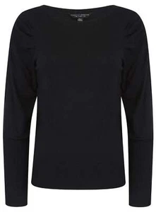 Ex Dorothy Perkins Ladies Rouche Twisted Arm Black Knit Jumper 8 10 12 14 16 18 - Picture 1 of 9