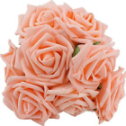 60pcs 8cm Artificial Flowers with Stems Foam Rose Fake Bride Bouquet Wedding Set