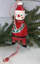 Vtg Santa Jump Up Toy Ornament Pull String To See Him Lift Arms & Legs Fun!