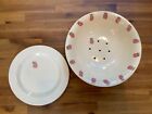 Vintage Too Fortunate Pottery Strawberry Design Colander And Drip Plate