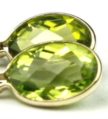 14k Gold Leverback Earrings, Peridot, E001 - Image 1 of 4