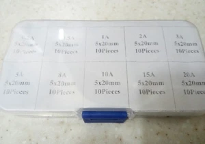Kit 100 pezzi fusibili in vetro 5x20 rapidi assortiti 0.2A, 0.5A, 1A 2A ecc... - Foto 1 di 1