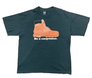 Vintage Be A Carpenter T Shirt Sz L 90s Michigan Union Workwear Timberland Boot - Picture 1 of 8