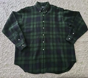 Vtg Ralph Lauren Blake Wool Green Plaid Button Down Long Sleeve Shirt XL USA - Picture 1 of 4