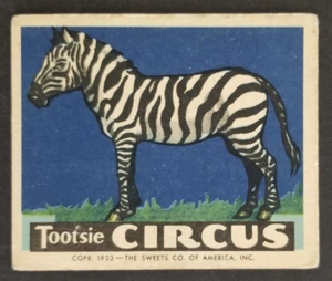 The Zebra 1933 Tootsie Circus Sweets Card (VG) Soft Corners, Surface Wrinkles - Picture 1 of 2
