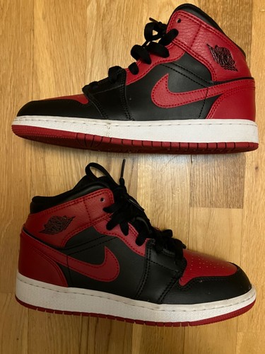 Nike Air Jordan 1 Red Black 'Banned' 2020 Mid Scarpe da Ginnastica Rosso Nero Taglia 4