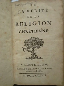 GROTIUS : DE LA VERITE DE LA RELIGION CHRETIENNE, 1687. - Imagen 1 de 12