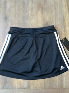 NWT Adidas Girls L (14) Tennis Skirt/skort Black W/white Logos And Stripe - Picture 1 of 6