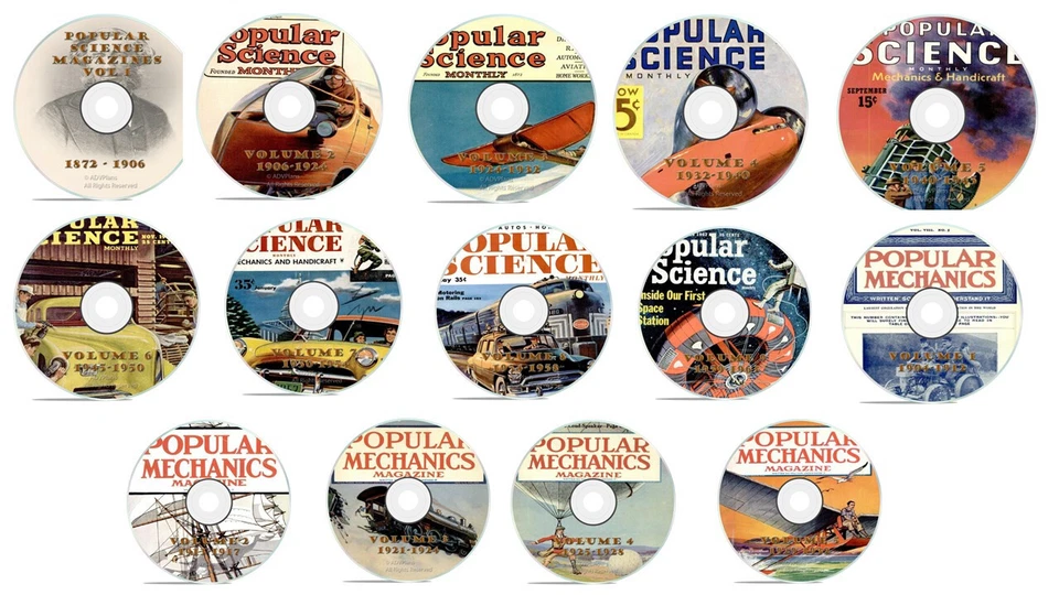 Popular Science, Popular Mechanics, 1337 Issues on 14 DVDs, Full Magazine Set - Image 1 of 1