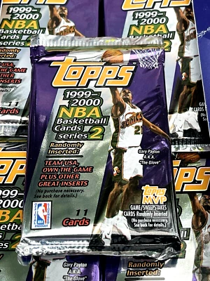 1999-2000 TOPPS NBA Basketball (Series 2) 🏀 PACK 11 Cards ON CARD CARS!? Original Box!!️ - Image 1 of 4