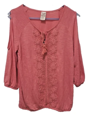 Blusa Camisa Boho Bordada Gloria Desteñida Salmón Gitana Hippie Talla Pequeña (4-6) Foto 1 de 4