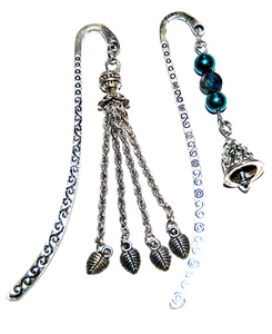 Beautiful Beaded TASSEL or BELL Metal Bookmarks USA MADE U Choose #17 - Bild 1 von 5