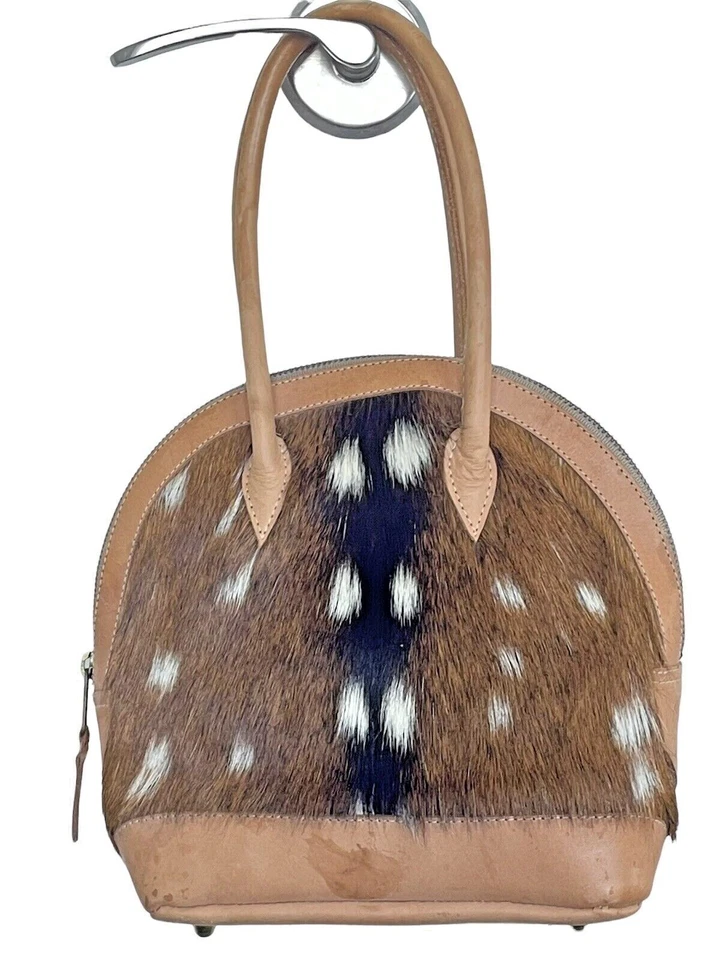 Bolsa de mão South Texas couro bovino monograma marrom bronzeado fecho com zíper - Imagem 1 de 4