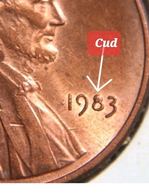 1983 Lincoln Cent  Double,   Cud  On DATE  ( High Grade) UNC) Genuine And Authen - Image 1 of 4