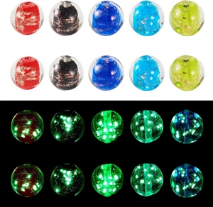 50Pcs Glow in the Dark Lampwork Beads 14.5Mm round Gold Sand Glass Beads Handmad - Picture 1 of 9