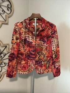 Giacca Coldwater Creek donna PL colorata floreale paisley festival blazer artistico - Foto 1 di 13