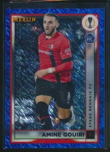 2022 Topps Merlin Chrome UEFA UCC Amine Gouiri Blue Shimmer Refractor /75 Rookie - Bild 1 von 2