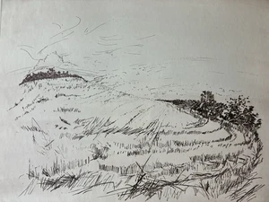 Peter Takal “The Hill” 1964 Hand Signed Original Etching Print - Picture 1 of 14