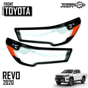 Head Lamp Light Cover Orange Matte Black For Toyota Hilux SR5 MK3 Pickup 20-24 - Picture 1 of 6