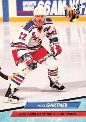 MIKE GARTNER 1992-93 Fleer Ultra #135 New York Rangers Right Wing Hockey Card - Image 1 of 2
