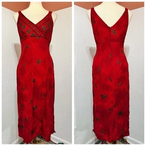 VTG 90s Dawn Joy Women’s 9/10 Red Boho Paisley Cottagecore Whimsy Fairy Dress M - Picture 1 of 7