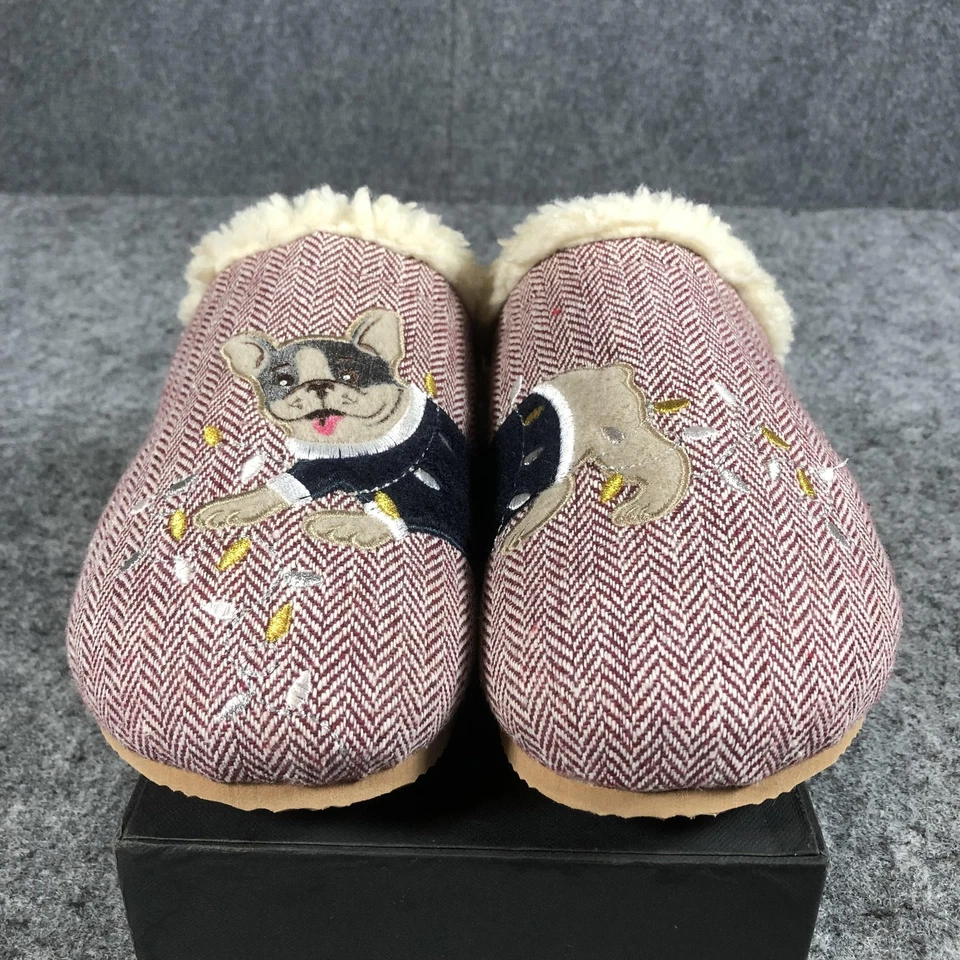 Zapatillas Zapatos Lands End Mujer Talla 9 Marrón Espiga Perro Frenchie Zueco Foto 1 de 4