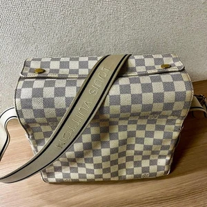 LOUIS VUITTON Schultertasche Ivory Naviglio N51189 Damier Azur PVC Gebraucht Original - Bild 1 von 20