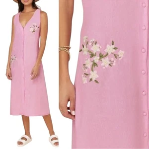 NWT $268 FANM MON X ANDIE The Anamur Button-Up Dress PINK S - Picture 1 of 8