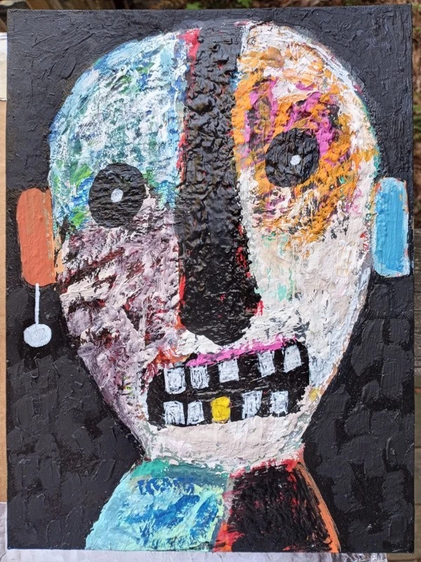 Original Abstracto Moderno Retrato Hombre Extranjero Arte Pintura Cubista Pop Brut Punk Foto 1 de 1