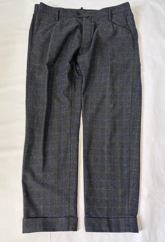 Dsquared2 Pantalone Uomo Lana Cropped Tweed Plaid Pieghettato Vintage Taglia 52