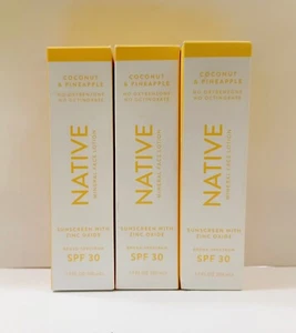 (3) Native Coconut & Pineapple Mineral Sunscreen Lotion  SPF 30 - 1.7 fl oz 9/24 - Picture 1 of 2