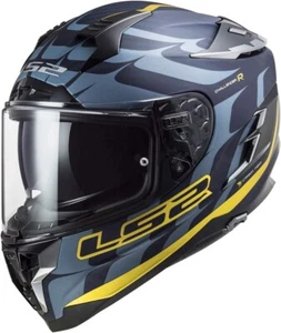 LS2 Helmets Challenger Carbon Flames Helmet Blue Carbon Gold Size XXL - 327-2116 - Picture 1 of 3