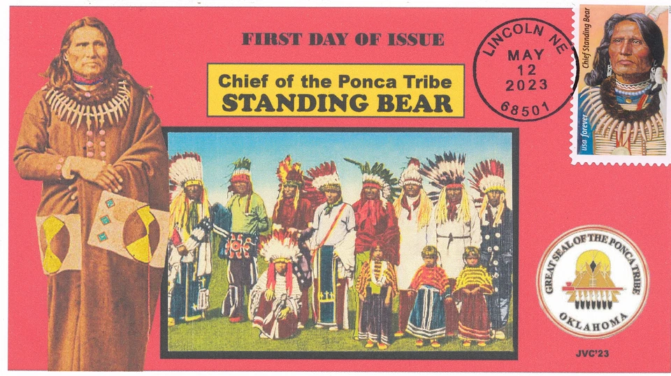 JVC CACHETS -2023 CHIEF STANDING BEAR  FIRST DAY COVERS FDC  LE 20 EACH DESIGN 1 - Image 1 of 1