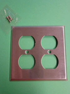 NOS! EAGLE ELECTRIC 2-GANG BRUSHED NICKEL FINISH, DUPLEX RECEPTACLE WALL PLATE - Picture 1 of 2