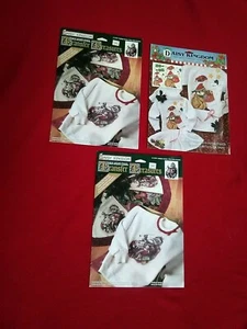 Lotto 3 margherite regno senza cuciture tessuto applique antiche Babbo Natale Maria Natale - Foto 1 di 5