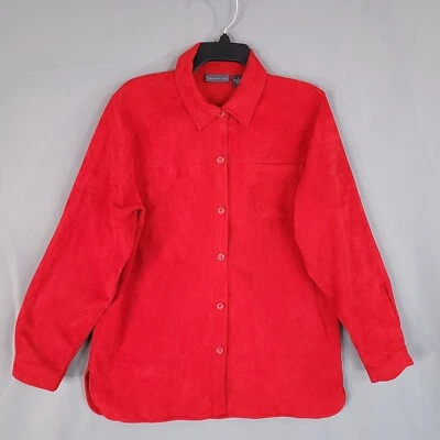 Camisa Relativity Feminina com Botões Ajuste Regular Manga Longa Vermelha Tamanho M - Imagem 1 de 4