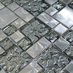 Hoja de azulejos de mosaico de Hong Kong gris y plateada para paredes pisos baños cocina - Imagen 1 de 9