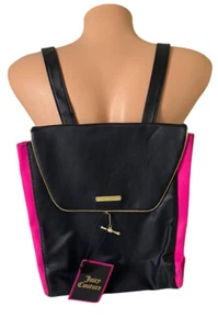 Juicy Couture Rucksack schwarz pink Tasche erweiterbar Handtasche Goldrand neu - Bild 1 von 10