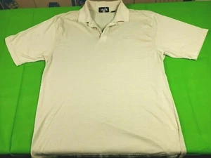 Ashworth ivory striped men's short sleeve polo tee shirt L with Hallbrook logo - Picture 1 of 4