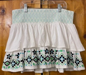 NWT GIRLS BLUE & GREEN SMOCKED WAIST SKIRT BY JUSTICE SIZE 18 - Picture 1 of 2