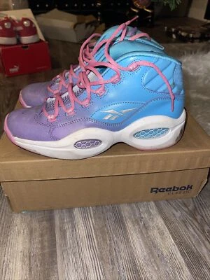 USED Reebok Question Mid- Violet/Blue/pink/white - Image 1 of 4
