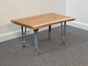 Handmade Solid Elm Live Edge Coffee Sofa Table with Industrial Cast Iron Legs - Picture 1 of 12