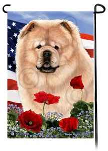 Bandiera da giardino con fiori patriottici - Cream Chow Chow - Foto 1 di 1
