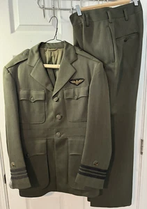 Set giacca e pantaloni lana verde emissione militare USA vintage WW2 1942 - Foto 1 di 19