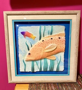 Vtg FIGI GRAPHICS Spotted Grouper/ Goldfish 3D Hand Cast PAPER ART 1991 - Picture 1 of 11