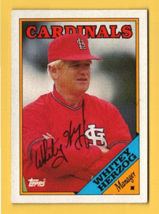 Whitey Herzog Hand Signed Autograph Auto 1988 Topps