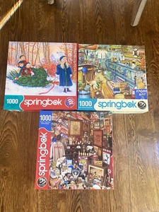 Springbok 1000 Piece Puzzles! 3Puzzles! Collectors Closet Bait Shop Yuletime Rid - Picture 1 of 6