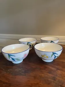 Misty Rose Rice Bowls Super White China Set of 4 Florals - Picture 1 of 7