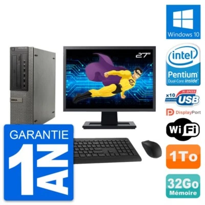 PC Dell Optiplex 990 DT Schermo 27 " Intel G630 RAM 32Go Hard 1To Windows 10 - Immagine 1 di 4